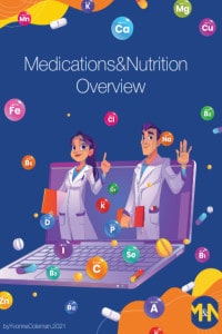 Cover image of man and woman, computer, and with nutrients and pills floating around