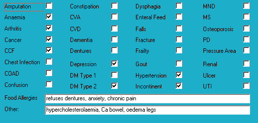 Medical diagnoses for Mrs AAU