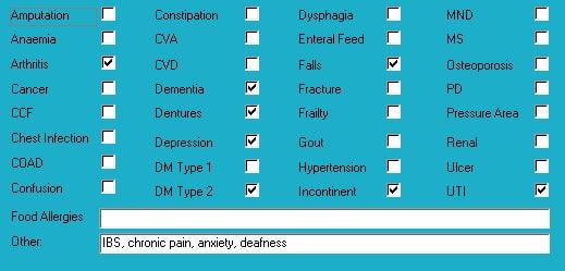 Medical diagnoses for Mrs ABH