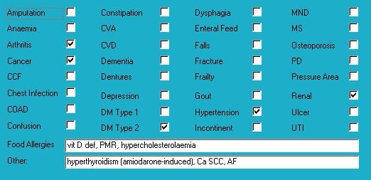 Diagnoses for Mrs AAE