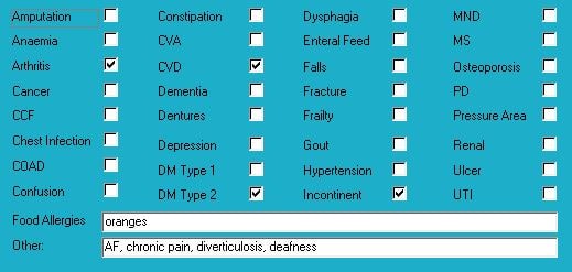 Diagnoses for Mrs AAL