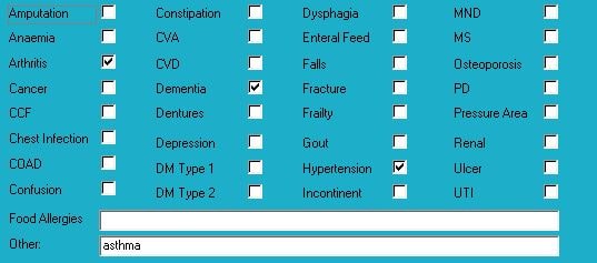 Medical diagnoses for Mrs ABT