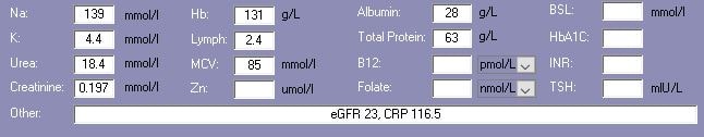 Mr AGN's blood test results Blood test results for Mr AGN